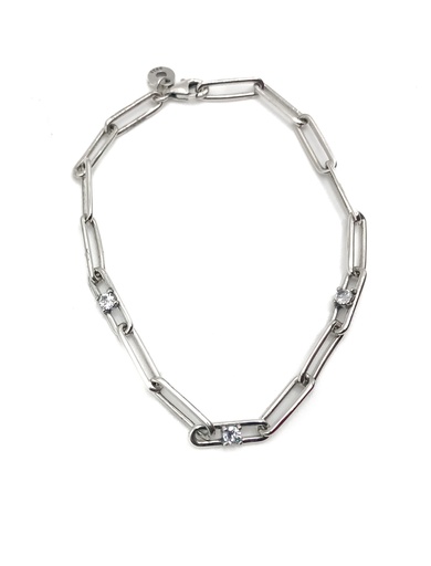 [B0051] Pulseras plata eslabón con brillos