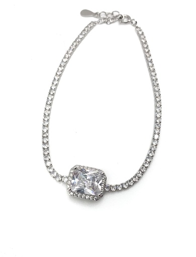 [B0052] Pulseras plata tenis con circón rectangular grande
