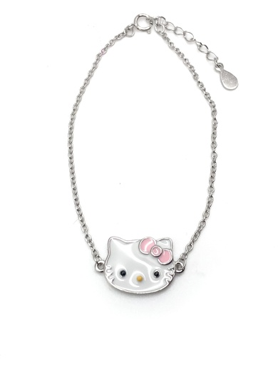 [B0054] Pulseras plata hello Kitty cara esmaltada
