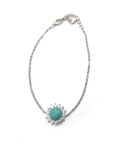 [B0057] Pulseras plata circulo piedra turquesa natural con enjoye