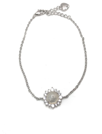 [B0058] Pulseras plata circulo piedra nácar natural con enjoye