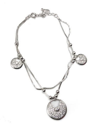 [B0077] Pulseras plata medio circulo enjoye colgados