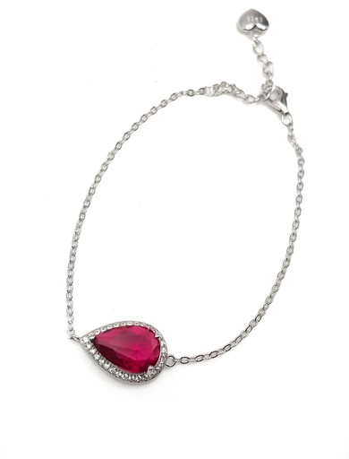 [B0078] Pulseras plata circón rubí grande en forma de gota