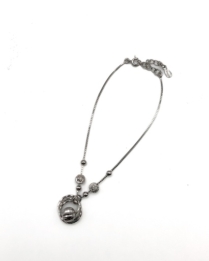 [B0088] Pulseras plata bolas y círculos diamantados