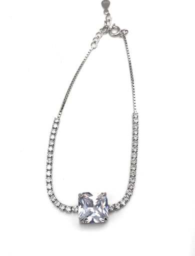 [B0095] Pulseras plata tenis con circón cuadrado grande