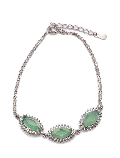 [B0113] Pulseras plata piedras ovaladas con enjoye agua marina