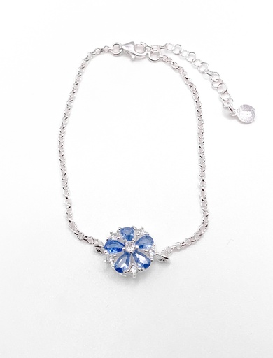 [B0132] Pulseras plata flor piedras celestes