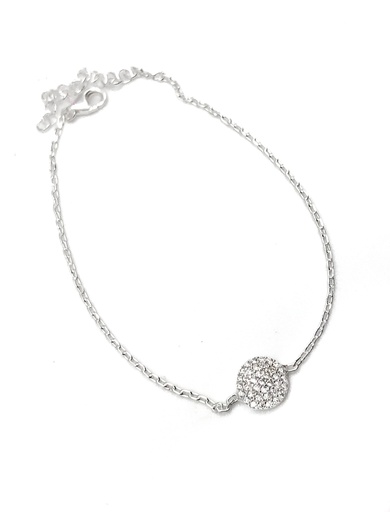 [B0146] Pulseras plata circulo enjoye blanco