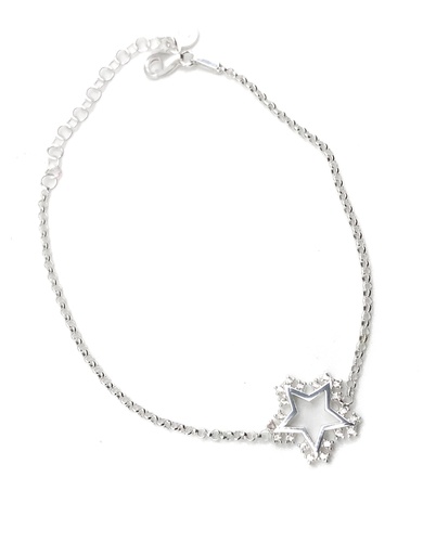 [B0152] Pulseras plata estrella vacía con enjoye de piedras