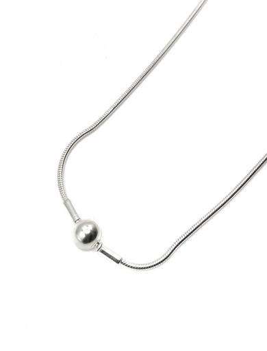 [N0018] Collares plata cadena semi rígida broche circular 50 cm semi fina