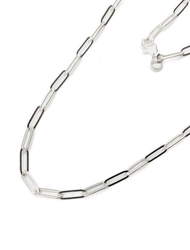 [N0033] Collares plata cadena paper clip semi grueso