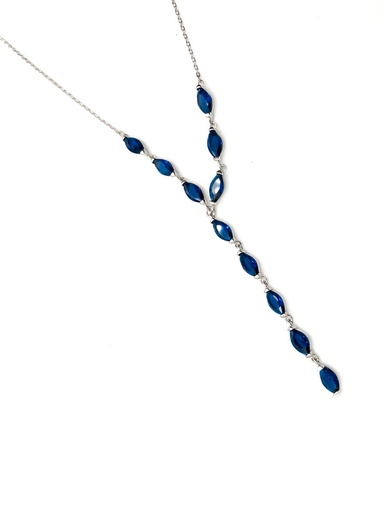 [N0063] Collares plata piedras ovaladas azules